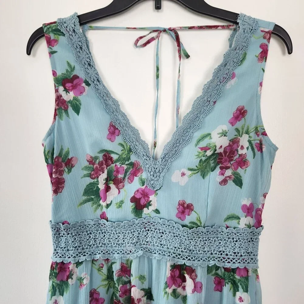 Miss Selfridge Floral Tiered Maxi Fairy Dress With Crocheted Accents, Size 4 - Picture 2 of 11